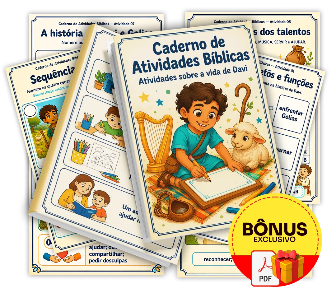 Mockup do Caderno de Atividades Bíblicas