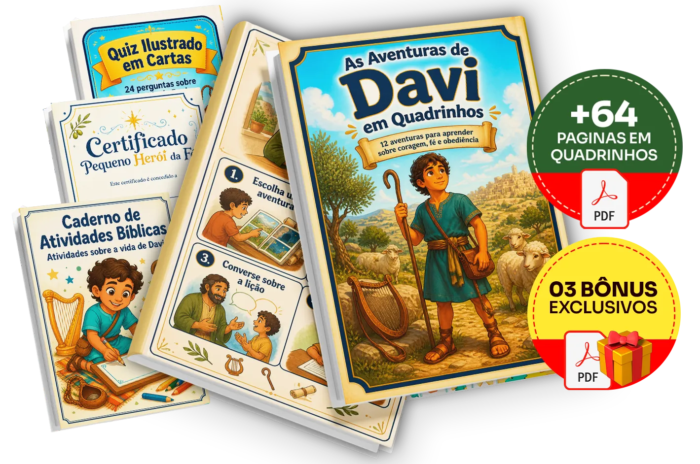 Mockup completo com o livro e os três bônus